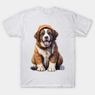 Winter St Bernard Dog T-Shirt